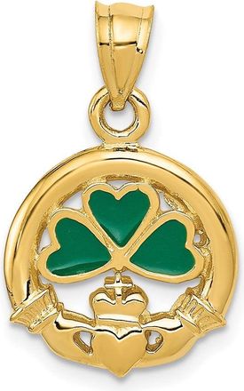 Diamond2Deal 14k Yellow Gold Enameled Claddagh Charm Pendant