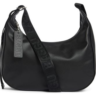 Baggu Medium Recycled Leather Crescent Shoulder Bag in Black at Nordstrom Rack