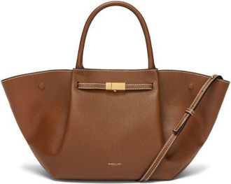 DeMellier New York Leather East/West Midi Tote in Tan W/Ecru Stitching at Nordstrom