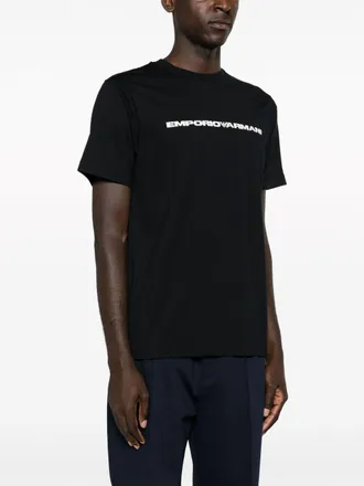 Emporio Armani Logo-Print Cotton T-Shirt - black