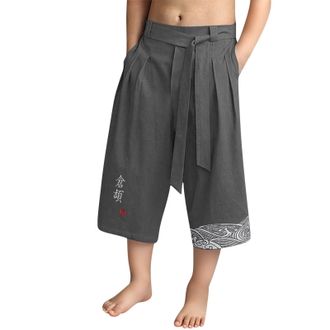 Generic Japanese Kimono Traditional Pants Children s Asian Clothing Bath Pant Casual Loose Children s Japan Style Cotton and Linen Cropped Trousers Plus Size 