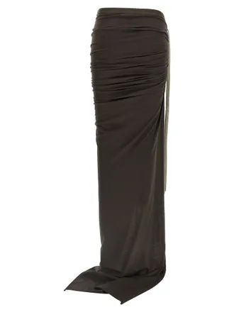 Rick Owens Drawstring Cotton Jersey Skirt - Black
