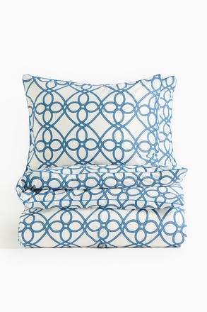 H&M Gemusterte Bettw&auml;sche f&uuml;r Doppel-/Kingsize-Bett - Blau/Weiss