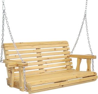 Sunnydaze Outdoor 2-Person Traditional Wooden Porch Swing With Hanging Chains