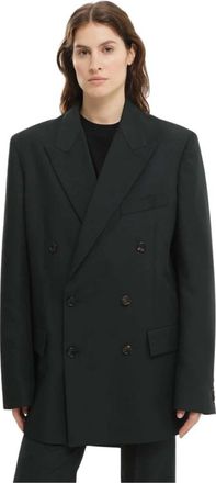 1989 STUDIO Groene Double-Breasted Jas - Dames - Blazers - Groen - M - Jassen