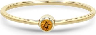 Zo&euml; Chicco 14K Gold Bezel Birthstone Stacking Ring in Yellow Gold/Citrine at Nordstrom, Size 8