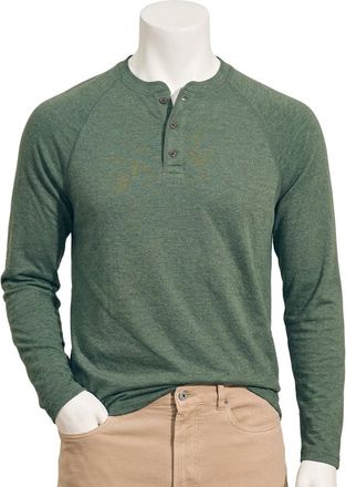 Faherty Cloud Henley Long Sleeve Tee In Deep Fern Heather