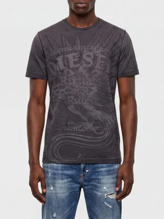 Diesel T-shirt slim fit in cotone con stampa logo graffiti sul davanti