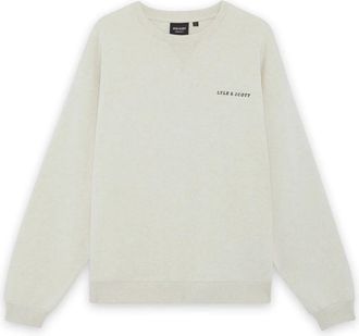Lyle & Scott Loopback Geborduurd Sweatshirt met Ronde Hals - Heren - Sweatshirts - Beige - M - Katoen - Hoodies & sweatvesten