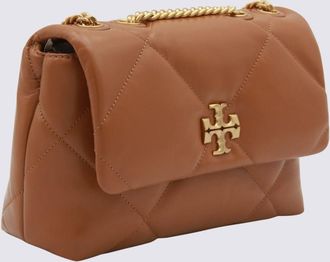Tory Burch Brown Leather Kira Diamond Small Shoulder Bag