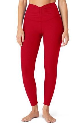 Beyond Yoga Space Dye V-Waist Leggings in Holly Red Heather at Nordstrom, Size X-Large