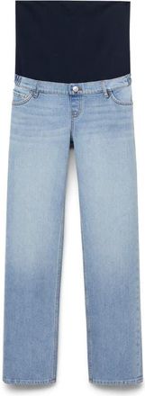 Mango Over the Bump Ankle Straight Leg Maternity Jeans in Medium Blue at Nordstrom, Size 10