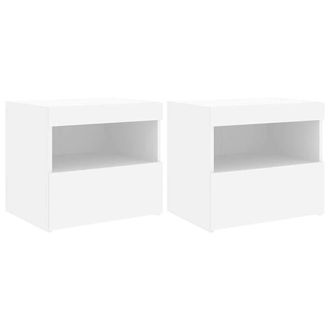Berkfield Home Bedside Cabinets with LED Lights 2 pcs White 50x40x45 cm | Size: 50 x 40 x 45 cm
