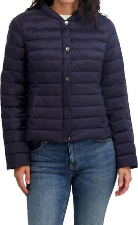 Elie Tahari Womens Lightweight Quilted Stretch Jacket With Snap Closure In Stargazer