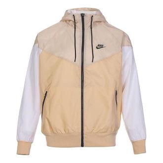 Nike Mens Nike Sportswear Windrunner Sports Training Colorblock Logo hooded Woven Jacket Khaki DA0002-268