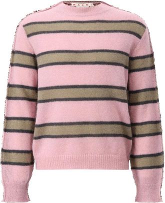 Marni Mohair Gebreide Trui met Creatief Ontwerp - Heren - Ronde hals truien - Veelkleurig - L - Truien & Vesten
