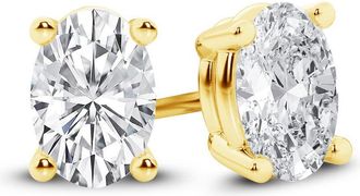 Grown Brilliance 14K Yellow Gold IGI Certified 2 Carat Oval Cut Lab Grown Diamond Stud Earrings for Women, VS Clarity, E-F Color