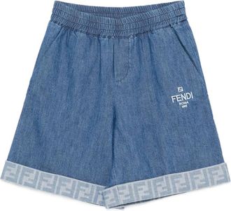 Fendi Embroidered-logo Denim Shorts