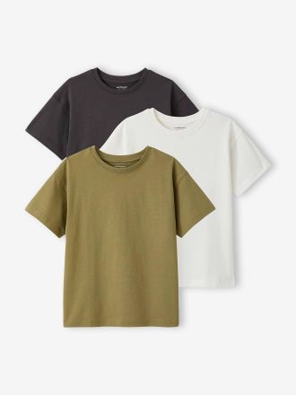 Vertbaudet 3er-Pack Jungen T-Shirts BASIC uni Oeko-Tex olivgr&uuml;n