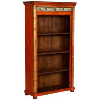 Wanderlust Deco Estanter&iacute;a librer&iacute;a de madera artesanal roja 100x40x180 alt. cm