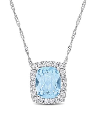 Rina Limor 14K 2.49 Ct. Tw. Diamond & Topaz Rectangle Halo Pendant