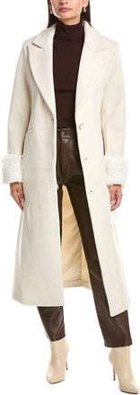 CeCe by Cynthia Steffe Feather Cuff Maxi Coat