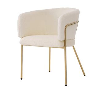 Urban Meuble Silla tapizada en boucl&eacute; color crema con patas doradas