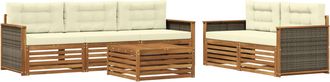 vidaXL Conjunto De Sof&aacute;s De Exterior 6 Uds. Natural Y Crema Vidaxl