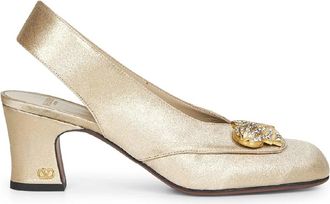 Valentino Garavani Glitter Enkelband Hakken met Kristal - Dames - Pumps - Geel - 38 EU - Schoenen