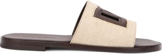 Dolce & Gabbana Canvas Slippers met Logo - Dames - Sandalen - Beige - 40 EU - Katoen - Schoenen
