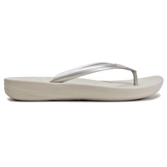 FitFlop Iqushion Rubber Womens Flats Sandals - Silver - Size:UK 6.5
