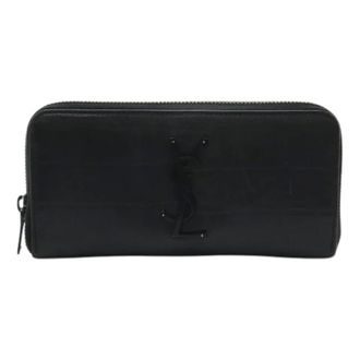 Saint Laurent Pre-owned Wallets, female, Black, Size: ONE SIZE Pre-owned Leather Long Wallet
