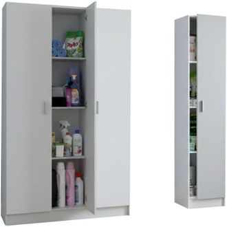 Dmora Armadio Multiuso Grande Sinnai, Modulabile, 7 Ripiani, 4 Ante, 146x180h cm Bianco