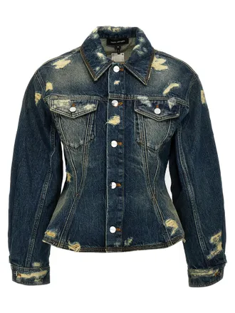 Marc Jacobs Womens The Rip And Repair Fluted Denim Jacket Jacket