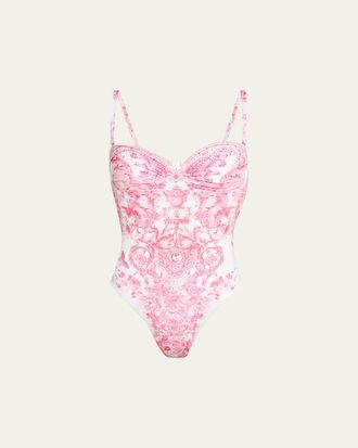 Camilla Livin La Vida Rosa Ruched Underwire One-Piece Swimsuit