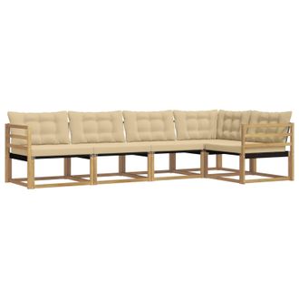 vidaXL Conjunto De Sof&aacute;s De Exterior Con Coj&iacute;n 5 Pcs Y Beige Vidaxl
