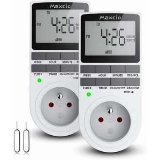 OEM Enchufes Digitales Programables (paquete De 2) Con Temporizador Digital Diario/semanal, Pantalla Lcd, Modo Aleatorio Antirrobo, Ahorro De Energ&iacute;a, 16 