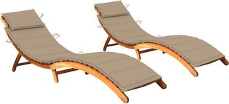 vidaXL Tumbonas Con Cojines 2 Unidades Madera Maciza De Acacia Vidaxl