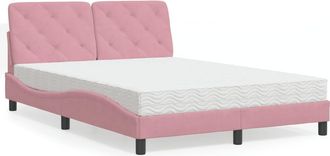 vidaXL Cama Con Colch&oacute;n Terciopelo Rosa 140x200 Cm Vidaxl