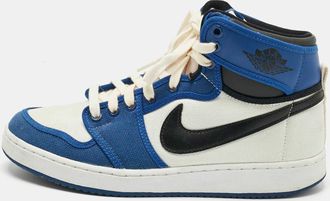 Air Jordan s Multicolor Canvas And Leather Jordan 1 Retro Ajko Storm Blue Sneakers