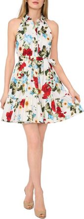 Ted Baker Floral Sleeveless Cotton Fit & Flare Shirtdress in Ultra White at Nordstrom Rack, Size X-Small