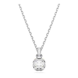Swarovski Ketting met Hanger Geboortesteen April Kussen Geslepen Wit - Dames - Kettingen - Grijs - ONE Size - Accessoires