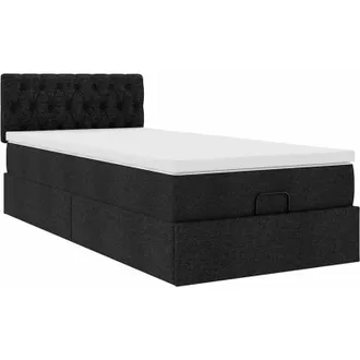 vidaXL Estructura Cama Otomana Colch&oacute;n Tela Negra 90x190 Cm Vidaxl