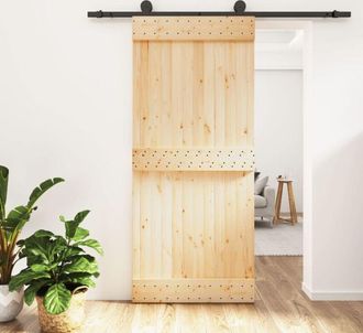 vidaXL Puerta Corredera Con Herrajes Madera Maciza De Pino 90x210 Cm Vidaxl