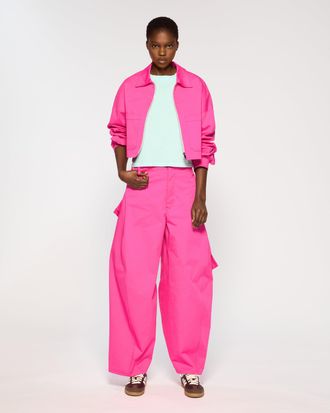 Serena Bute Cotton Gabardine Barrel Leg Cargo Trouser - Bright Pink