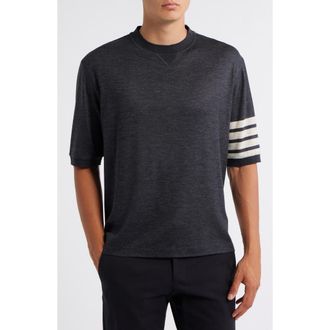 Thom Browne 4-Bar Virgin Wool Jersey T-Shirt in Charcoal at Nordstrom, Size 2