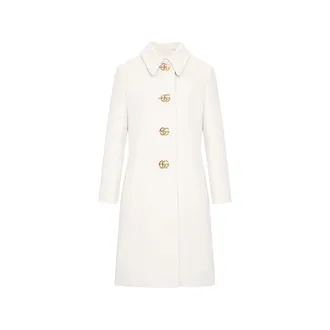 Gucci WOOL NATT&Eacute; COAT WITH DOUBLE G BUTTON