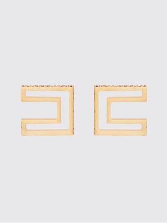 Elisabetta Franchi Brass Earrings with Set Rhinestones
