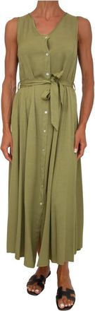 Kocca Abito Largo - Dames - Shirt Kleedjes - Groen - L - Linnen - Kleedjes