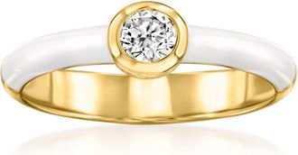 Ross-Simons Bezel-Set Lab-Grown Diamond Ring With White Enamel in 18kt Gold Over Sterling